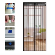 90*210 cm Magnétique Maille Écran Porte à fermeture automatique Rideau pour le Ménage Anti-insectes (Noir)