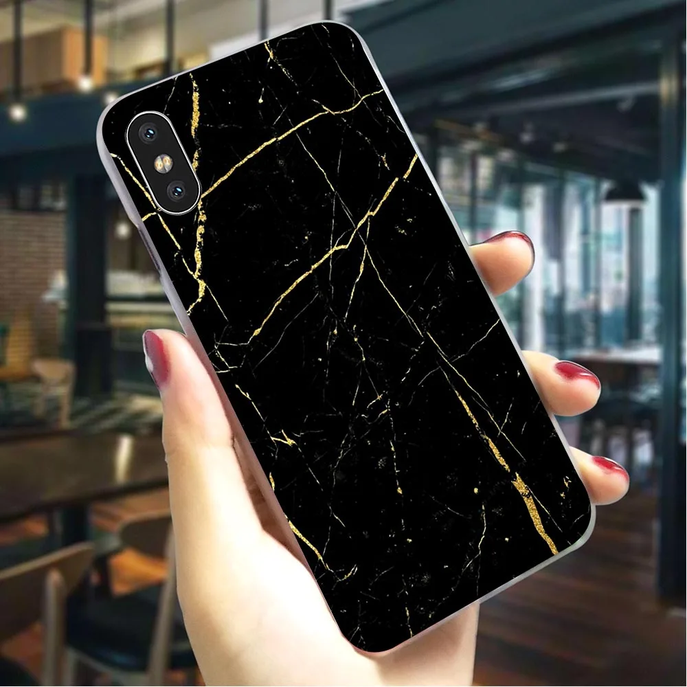 Plastic Phone Cover for iPhone 6 Plus Gold marble Case for iPhone Xs Cases 7 8 Plus 5 X XR 6S 5S SE Xs Max