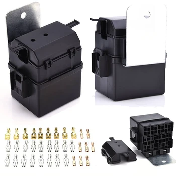 

Universal 12V Car Marine 8-Way Fuse Holder Box W/2 Relay Blade Fuse Block Pins
