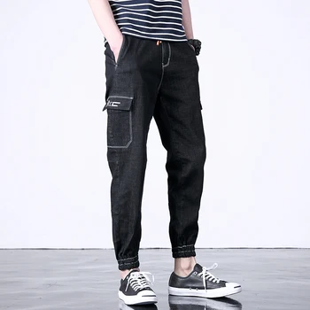 

Spring Summer Men Jeans Fashion Casual Streetwear Straight Ankle-length Pants Distressed Jeans Plus Size S-6XL