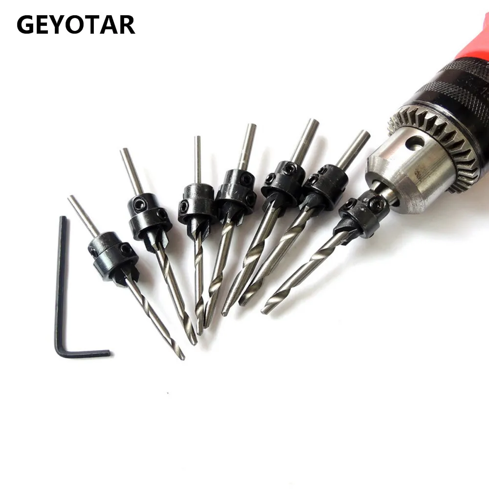 7pc Wood Countersink Drill Bit Set Woodworking Electric Carving Tools