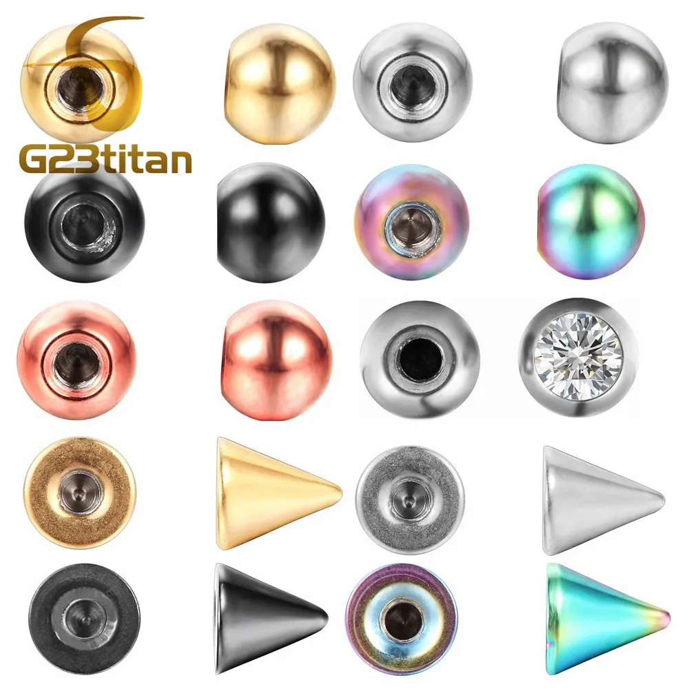 

G23titan 2PCs 3mm G23 Titanium Piercing Ball for 16G Labret Barbell Bananabell Generic Body Jewelry Parts Accessories Fitting