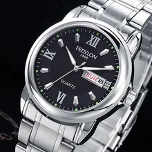 FEDYLON лучший бренд класса люкс кварцевые часы для мужчин Нержавеющая сталь двойной календарь водонепроницаемые наручные часы Мужские часы Erkek Kol Saati