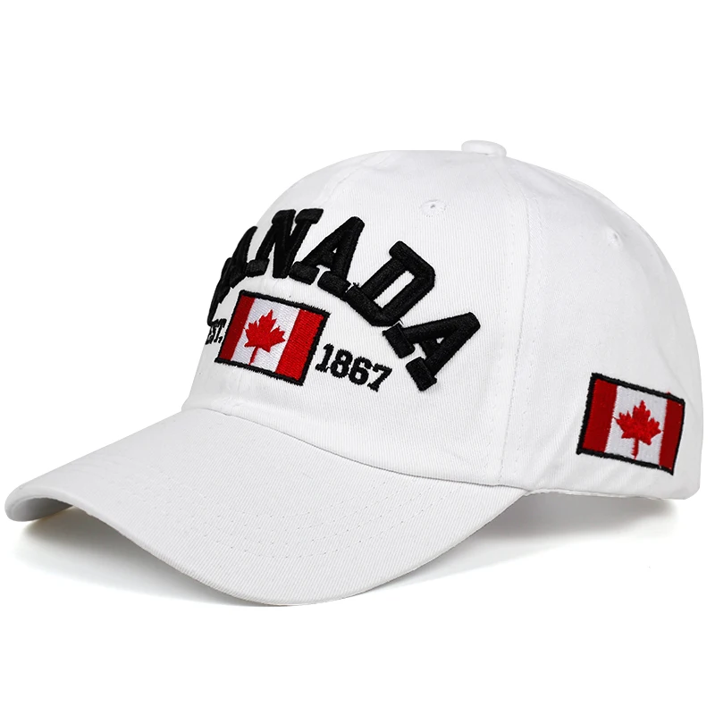 Хлопок Gorras канадский бейсбольный Кепка Флаг Канады Кепка Snapback Регулируемая Мужская Бейсболка s бренд Snapback Кепка - Color: White