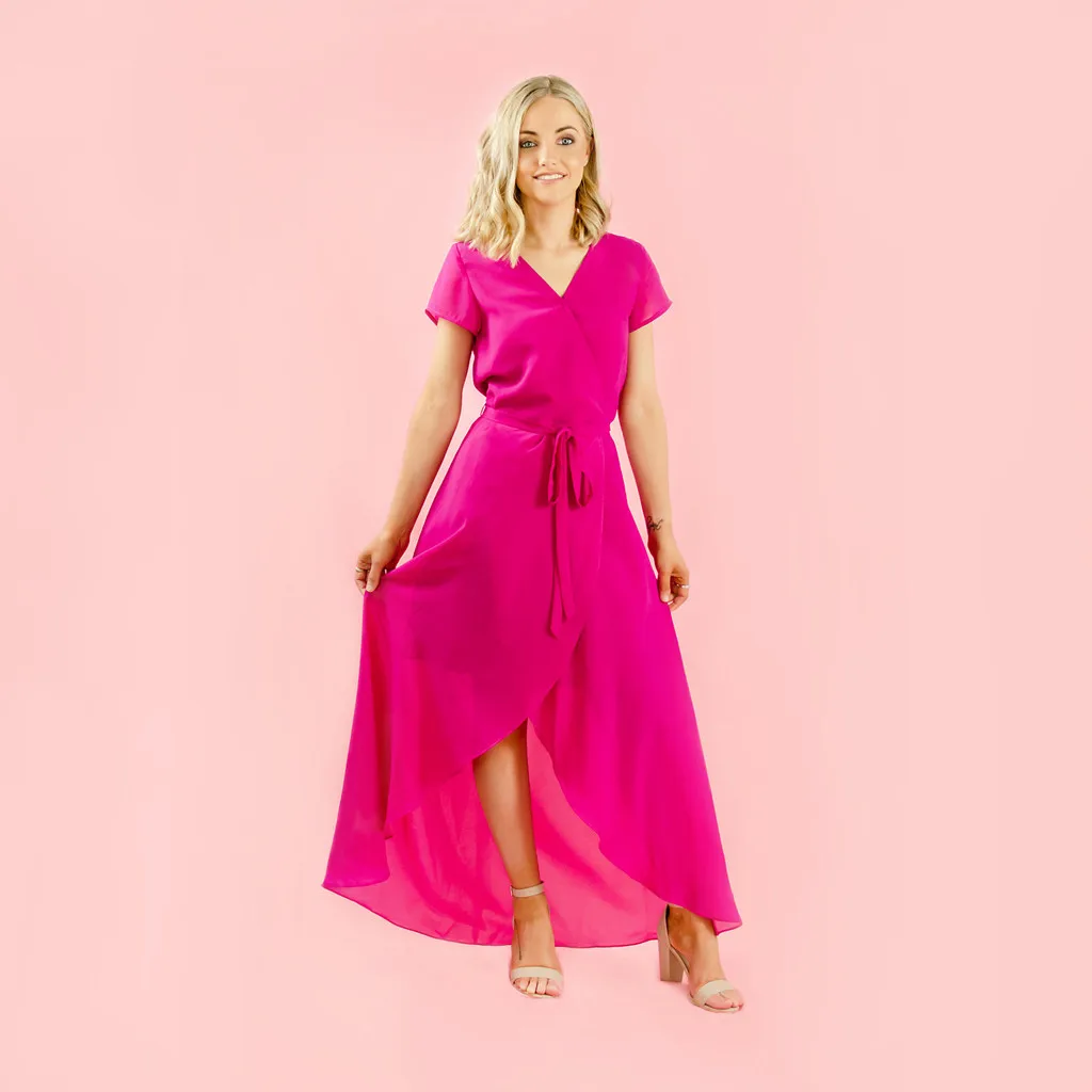 Шифоновое Платье Фуксия Купить