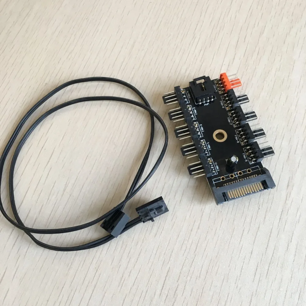 

5pcs/lot PC Computer SATA 1 to 10 Multi Way Splitter mainboard cpu Cooler Cooling Fan Hub 3pin 12V Power Socket PCB Adapter