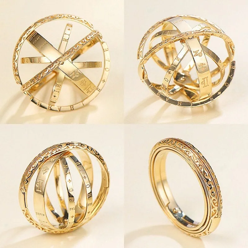 

Astronomical Sphere Ball Ring Cosmic Finger Gold Sliver Ring Couple Lover Astronomical Ring Jewelry Accessories Bijoux Femme