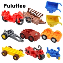 Motorcycle Car Model Vehicle Set transport Bricks Big Particles Building Blocks accessory Kid DIY Gift Toy Compatible with Duplo