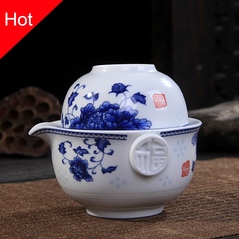 Keramična čajna garnitura vsebuje 1 lonček 1 skodelica, visokokakovosten eleganten gaiwan, čudovit in enostaven čajnik za čajnik, čajnik za kung fu
