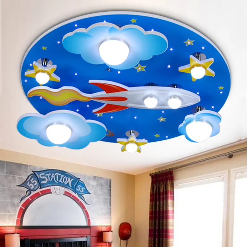 

Children's room Ceiling Lights creative decoration bedroom lamp kindergarten boy girl space rocket cartoon led lamp LU810230