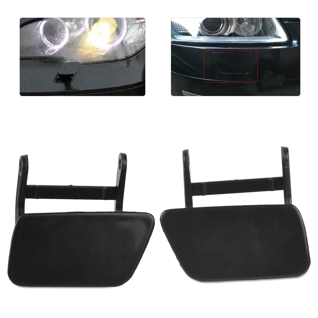 

DWCX 2Pcs Car Black Headlight Washer Nozzle Cover Cap 51117060586 51 11 7 060 586 fit For BMW E60 E61 525i 528i 545i 550i 535xi