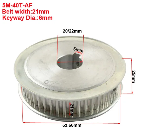 5M-40T 21Width  20 22 Bore 6mm Keyway
