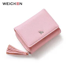 WEICHEN Tassels Zipper&Hasp Women Wallet For Coin Card Cash Invoice Fashion Lady Small Purse Short Solid Female Clutch Carteras