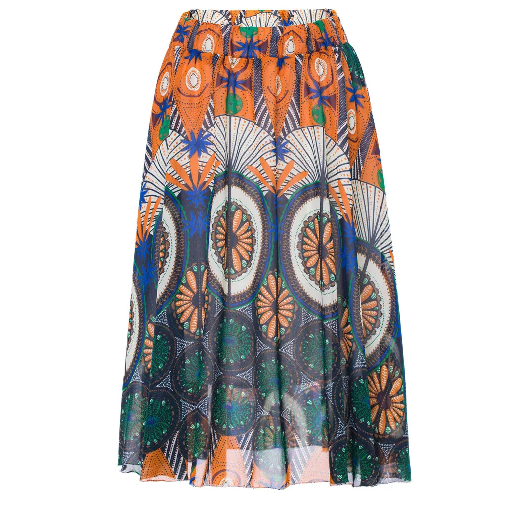 Юбка в стиле бохо женская летняя коллекция 2019 года, модные плиссированные юбки с высокой талией, повседневные пляжные элегантные вечерние