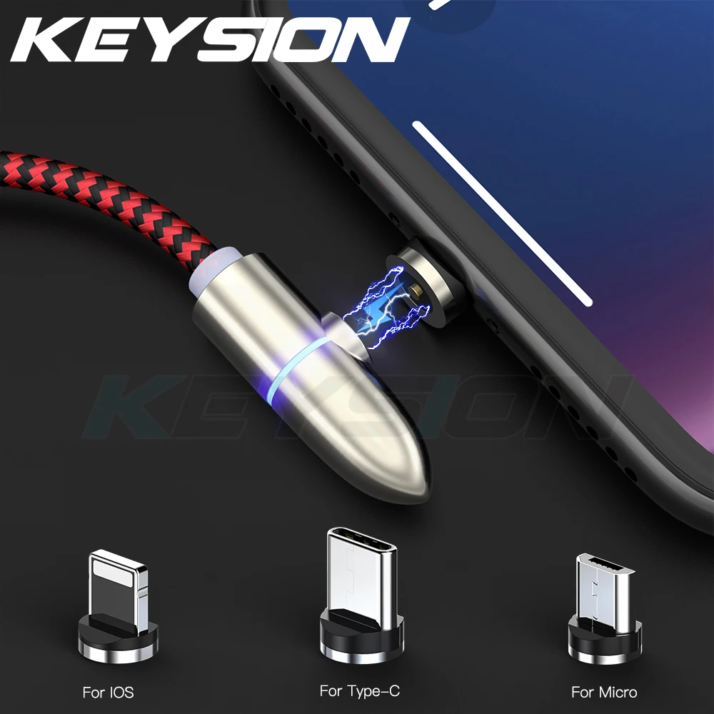 

KEYSION Magnetic USB Type-C Cable for Samsung A50 S10 Xiaomi mi 9 Oneplus 7 Pro Micro USB for Lightning Cable for iPhone Xr 6 7P