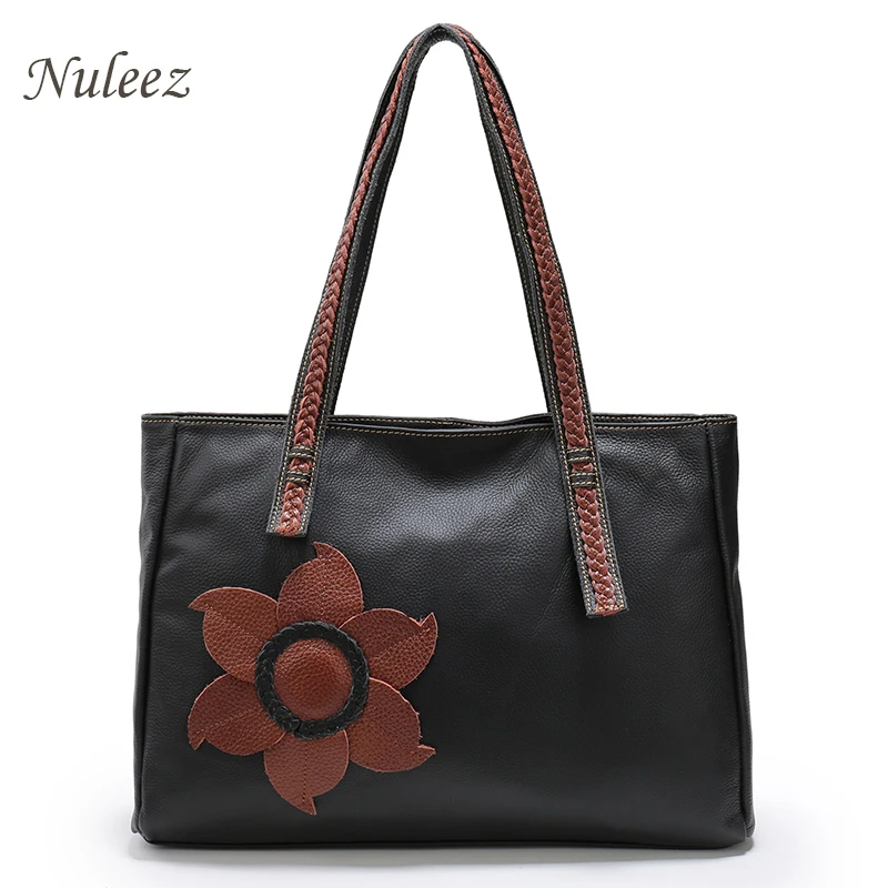 Сумка на плечо с вышивкой Nuleez повседневная сумка из натуральной мягкой воловьей