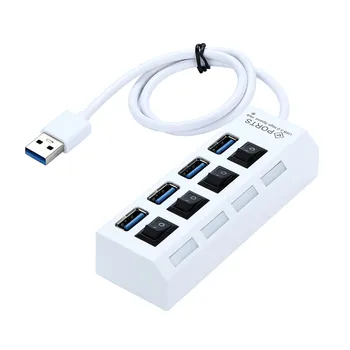 

Hi-Speed 4 Ports LED USB 3.0 Adapter Hub Power on/off Switch For PC Laptop Four ports work simultaneously new A30