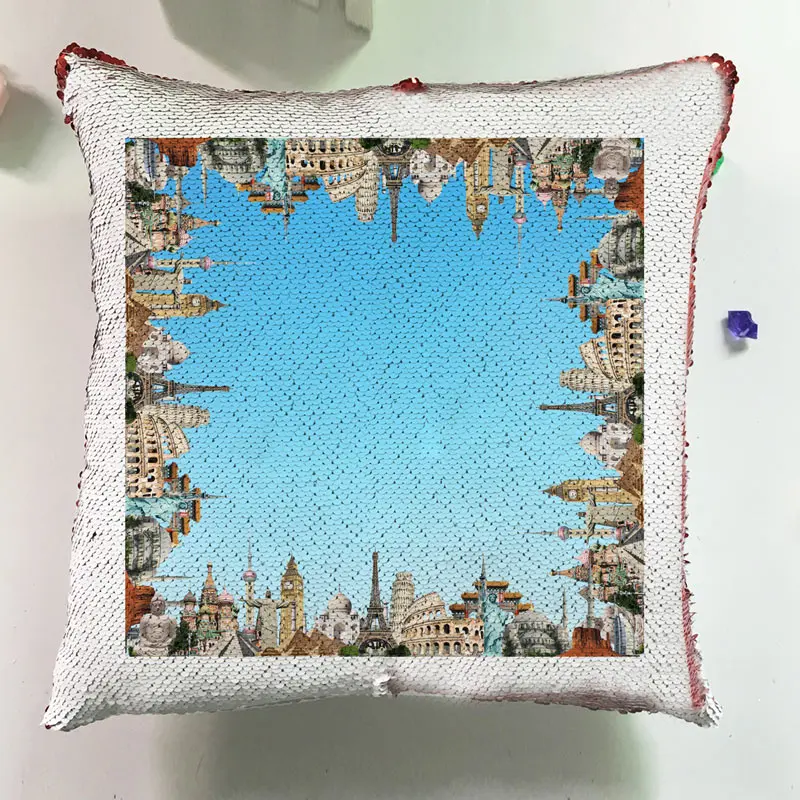 Modern Cushion Silver Square Pillow Custom Reversible Sequin Glitter Europe Architectural Style Pillowcase Cushion Cover J037 (15)