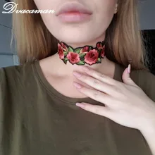 Dvacaman Fashion Bohemian Boho Printed Flower Choker Necklace for Women Steampunk Maxi Necklace Tattoo Jewelry collar