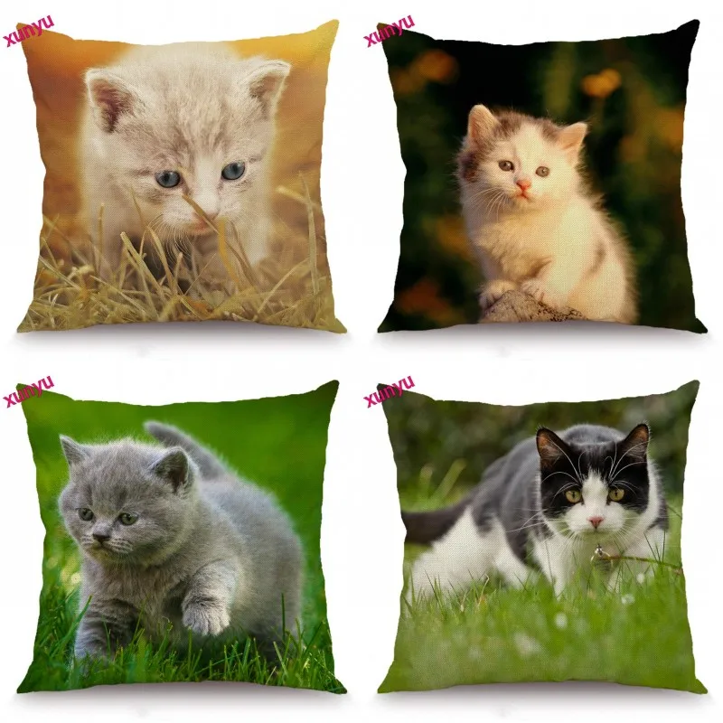 

XUNYU Cat Cushion Cover Animal Pillow Case Decorative Throw Pillow Cover for Sofa 45x45cm BT022