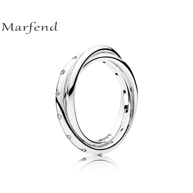 

Marfend Fine Detail Authentic Sterling Silver 925 3 Circle Clear CZ Smooth Cross Rings for Women Engagement Jewelry