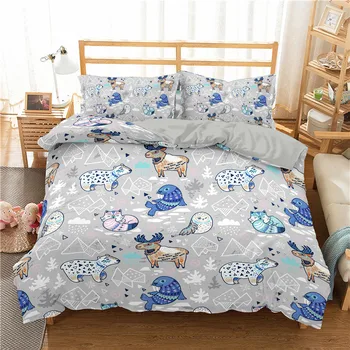 

ZEIMON 3D Duvet Cover Set Cartoon Animals Bedding Set With Pillowcase Ployester Home Textiles Queen King Size Bed Clothes