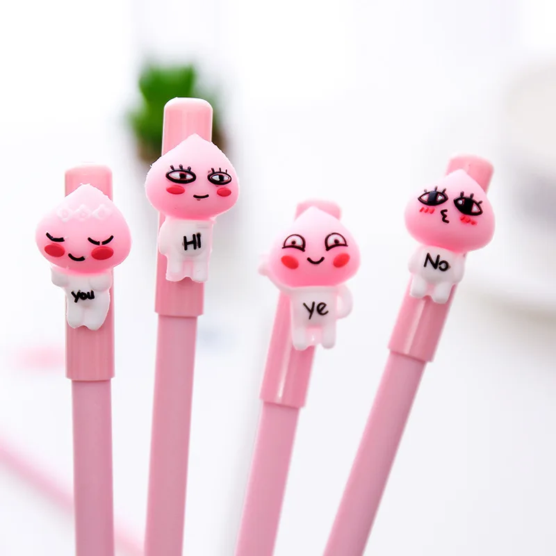 

1Pcs Kawaii Cute Pink Cartoon Peach 0.38mm Plastic Gel Pen Office School Gift Stationery Pen E0228