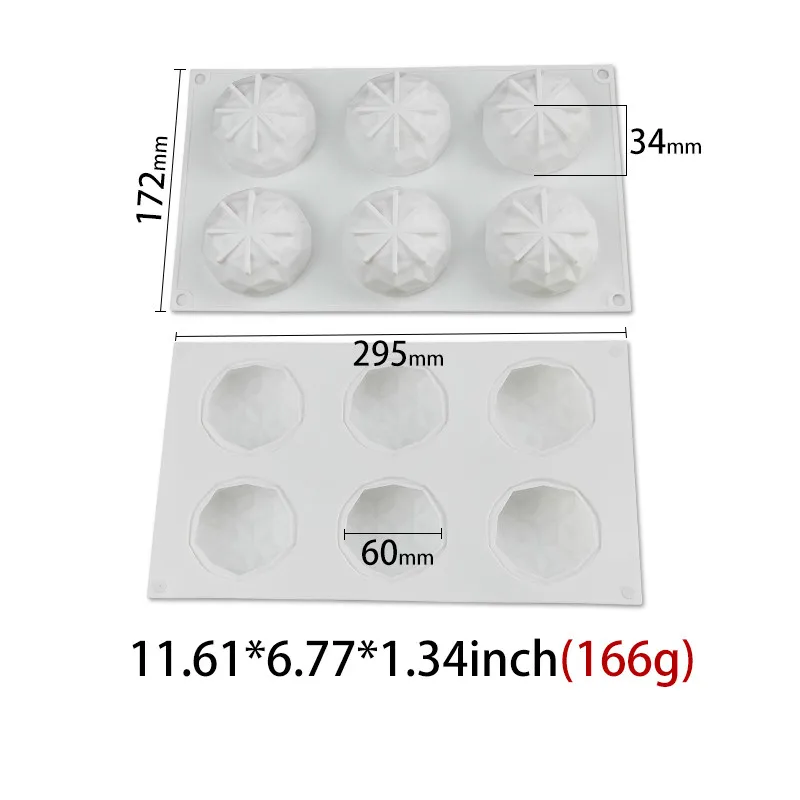 SHENHONG 6 отверстий алмазные силиконовые формы для торта, шоколада для выпечки десертного льда Moule мусс инструменты для украшения кондитерских изделий «сделай сам»