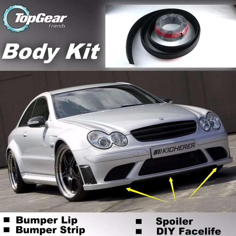 Bumper Lip Lips For Mercedes Benz CLK C208 A208 C209 A209 C207 A207 1996~2015  Spoiler For Car Tuning  Body Kit + Strip