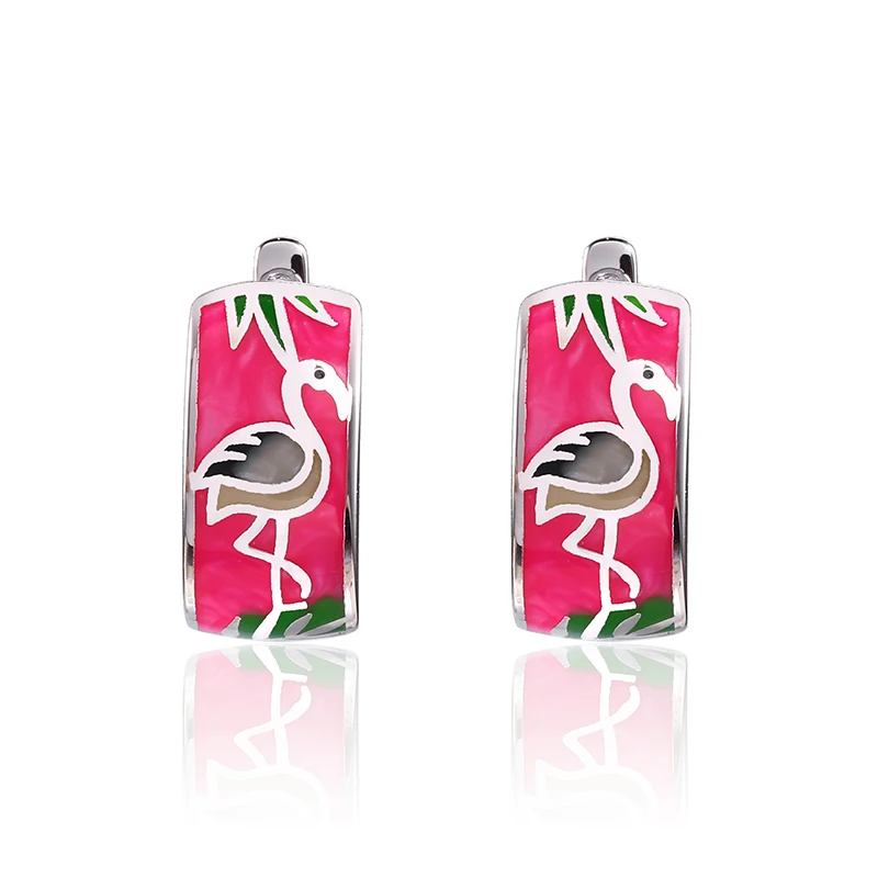 

RainMarch Flamingo Enamel Silver Drop Earrings Jewelry Earrings Women Vintage Earrings 925 Silver Earring Pendientes Brincos