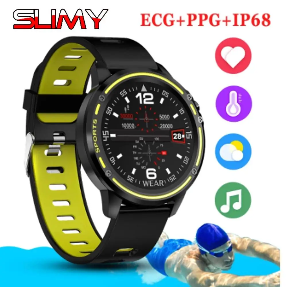 

Slimy L8 Sports Smart Watch ECG PPG Heart Rate Monitor IP68 Waterproof Smartwatch for Android IOS Spherical Full Touch Screen