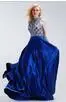 Finove Королевский Синий A-Line платья для выпускного вечера элегантный с расшитый бисером, с высоким воротником без рукавов атласные платья подружки невесты Vestido de Festa - Цвет: Синий