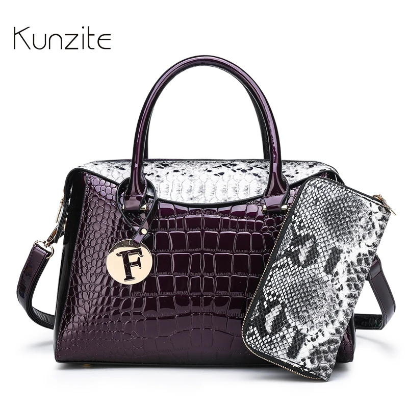 

Women Handbags Alligator Patent Leather Top-Handle Sack Bags Female and Ladies Messenger Shoulder Bags Casual Daily Purse Bags