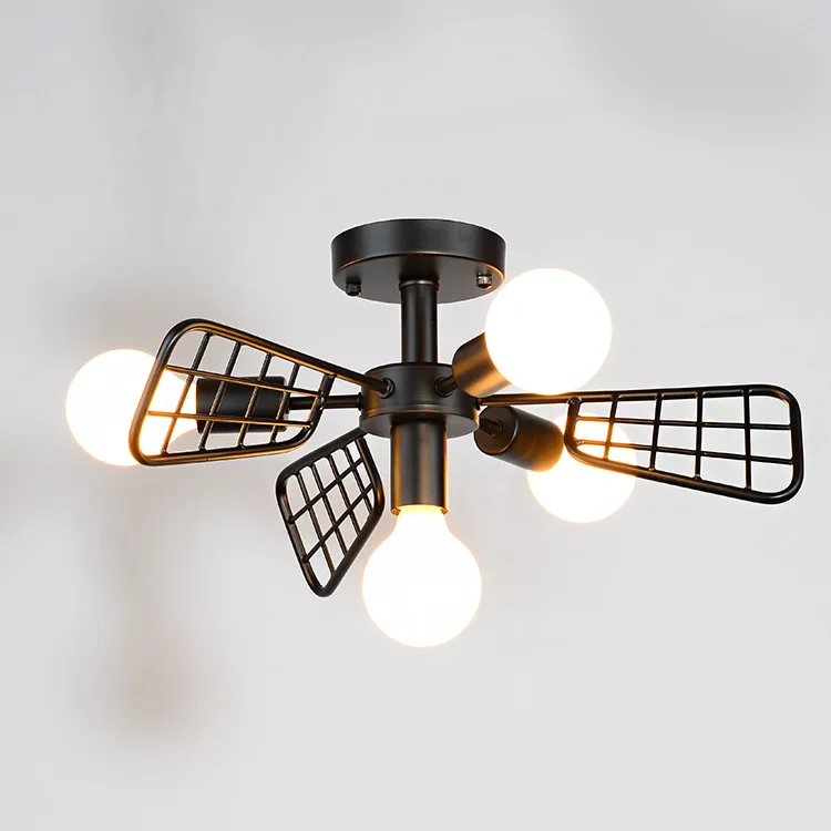 

Retro industry loft style iron fan ceiling lights hollow style restaurant dining living room bar coffee fan light ZH