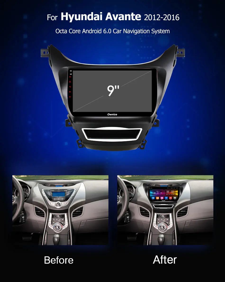 Ownice K1 K2 K3 восемь ядер 1024*600 Android 9 0 автомобильный Радио плеер DVD gps для hyundai Avante 2012 2013