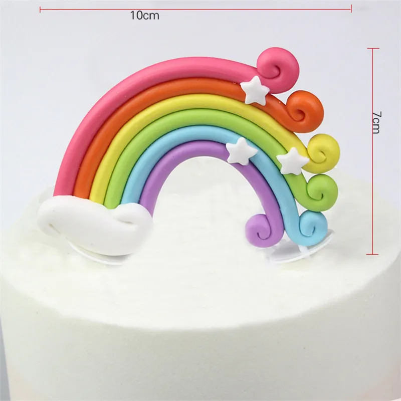 10*7cm Big Size Rainbow Unicorn Cake Topper Birthday Party Decoration Kids Favors Cake Decoration Cupcake Topper for Wedding-S