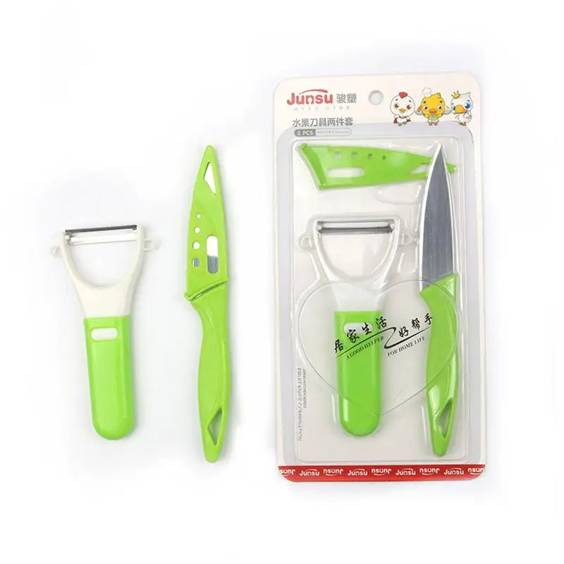 

2Pcs/Set Multifunctional Kitchen Knife Stainless Steel Vegetable Fruit Peeler Cutter Knife Home Kitchen Tools Gadget (Green)