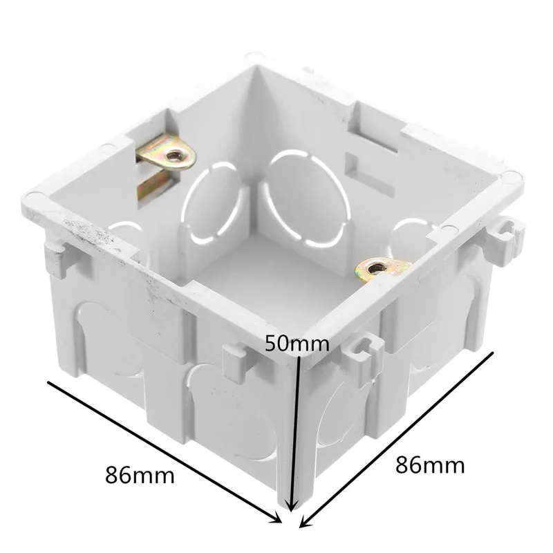 Высокое качество 86*86 мм кассета универсальная белая распределительная коробка для монтажа в стену для настенного переключателя и пластиковый корпус розетка 86 мм розетки