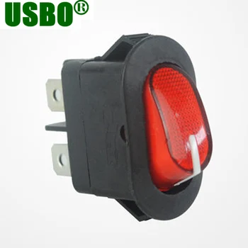 

ref light 4 Pins Tactile Rocker Switch Hand Push On-Off Tact Switch With Red Button Good Qulity Black 16A 250V