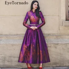 El Tamaño más Estilo Británico de Las Mujeres de Largo Pájaro de la Flor Del Bordado de La Vendimia Casual Work Party Dress Maxi Playa vestido de Bola Viste 8999