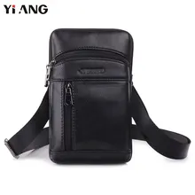 YIANG Genuine Leather Messenger Bags Men's Small Cross Body Shoulder Bag Travel Style Waist Belt Bags for Man Waist Pack black brand hand made genuine crazy horse leather small cross body shoulder bag men s messenger bags male waist belt pack for travel