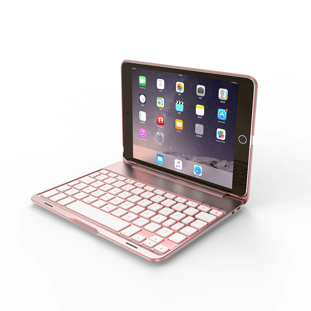 Witsp@ d для нового IPAD() 9,7 дюймов и IPAD AIR 1 Bluetooth клавиатура, 7 цветов с подсветкой ультра-тонкий алюминиевый беспроводной чехол для клавиатуры