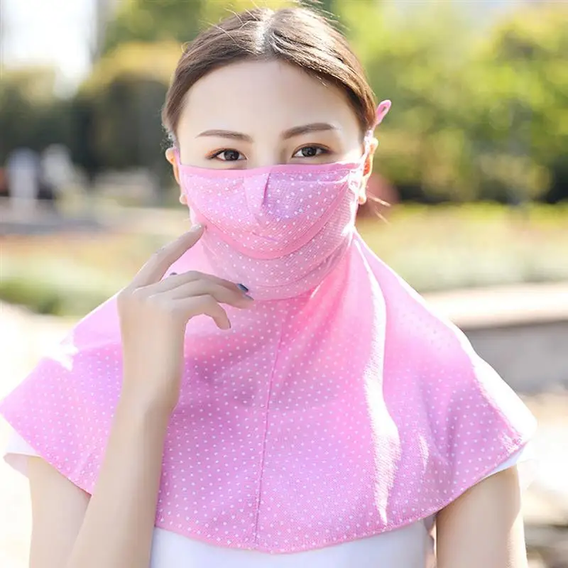 Женская летняя тонкая Солнцезащитная Пылезащитная дыхательные маски бандана в горошек с УФ защитой лицевая маска для шеи