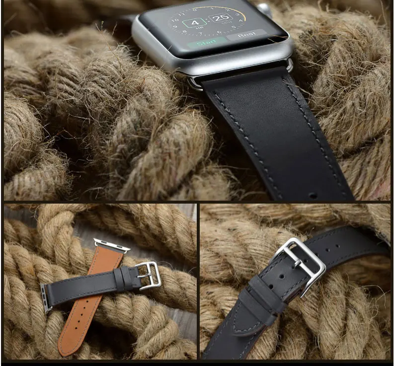 Для Apple Watch Series 4 5 40 мм 44 мм ремешок из натуральной кожи для часов herm Apple Watch Band Series 1 2 3 Ремешки для наручных часов браслет