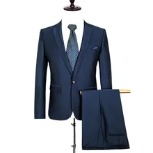 Куртки+ брюки) мужской однотонный деловой хлопковый костюм формальный прилегающий Повседневный шерстяной костюм свадебный Блейзер SL-E541-542