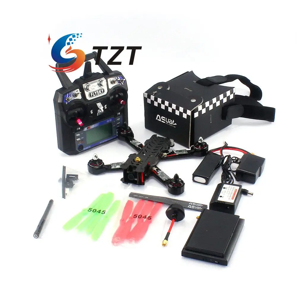 FPV 4 Axis Carbon Fiber Drone Quadcopter 220mm w Propeller F3 CC3D Flight Controller Remote Control