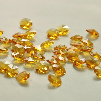500PC-lot-Gold-14mm-DIY-Octagonal-Beads-Glass-Crystal-Chandelier-Parts-Curtapin-Lighting-Accessories-Wedding-Party