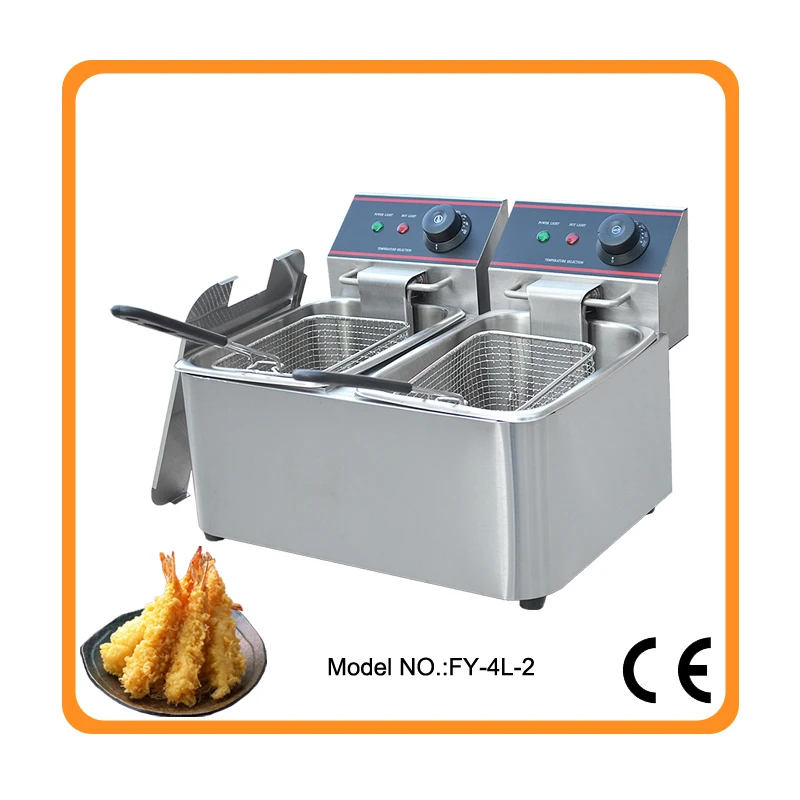 

Free shipping 220v new type Commercial Stainless Steel One Cyliner Double Tank Electrical Deep fryer