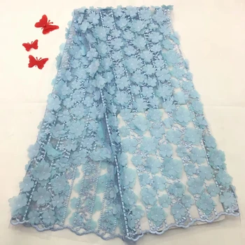 

Luxurious lace fabric, 3D lace beaded fabric, royal blue lace fabric, wedding African lace fabric RF2846