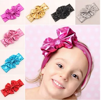 

MengNa Glitter Metallic Bow Elastic Headband For Girls Kids Large Hair Bows 2018 Girls Fashion Hair Accessories 20pc/lot